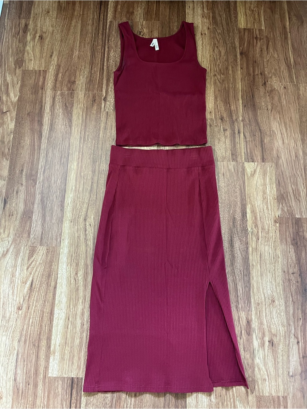Pact Refined Ribbed Midi Skirt And Tank Top Matching Set Organic Cotton- XS